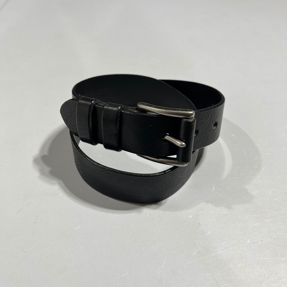 J.Crew Parisian Preppy Black Genuine Italian Leather Belt Women 28 Silver Buckle